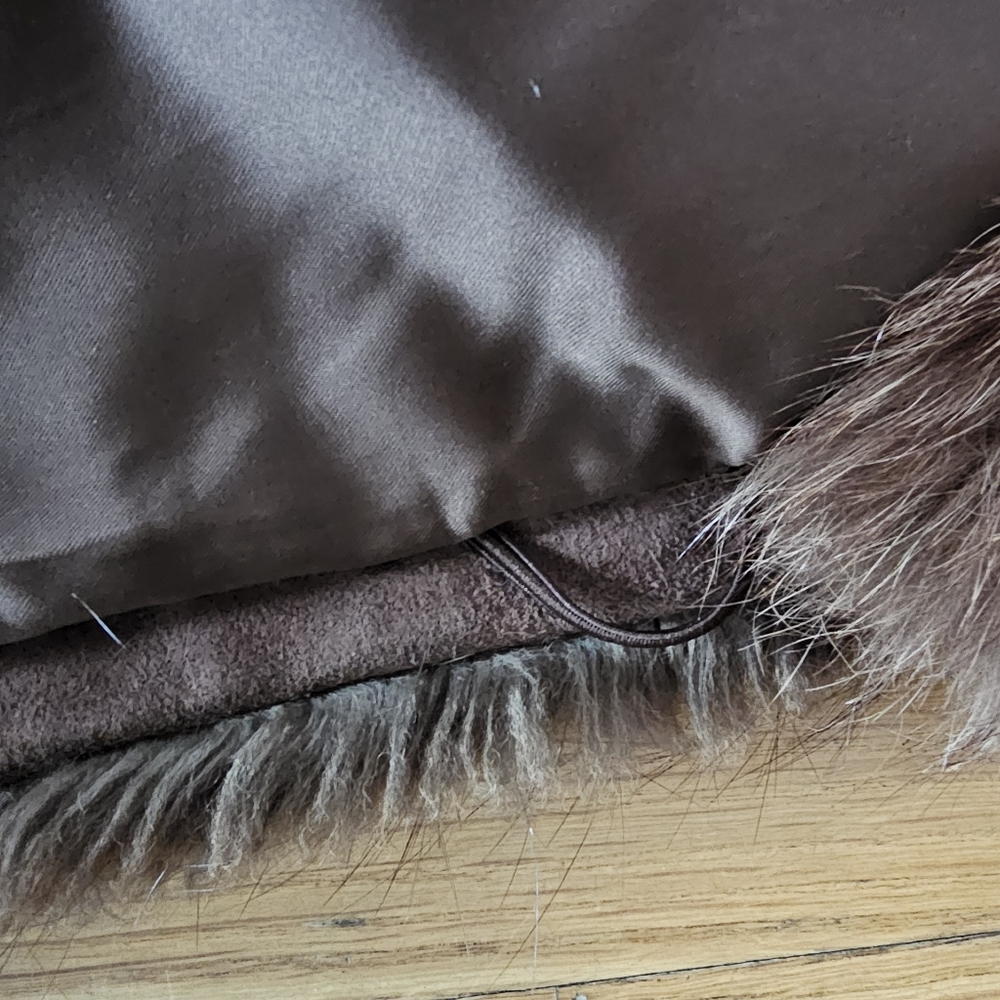 Beautiful Vintage Full Length Beaver with Fox Sleeve Fur Coat L - Picture 13 of 16
